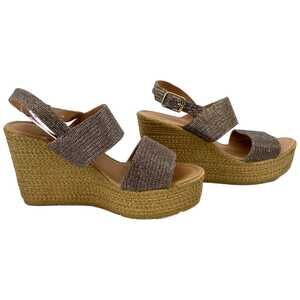 Seychelles Brown/Pink Glitter Wedge Heels | Size 8